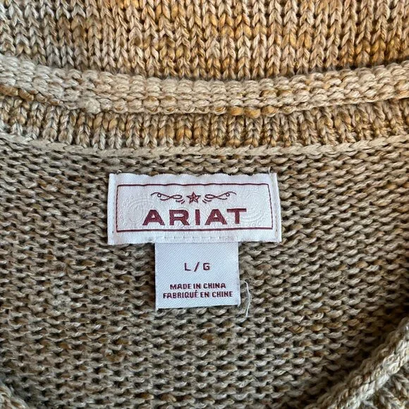 Ariat Women L Brown Pink Knit Date Night Sweater Southwest Pattern Long Sleeve - Picture 8 of 10